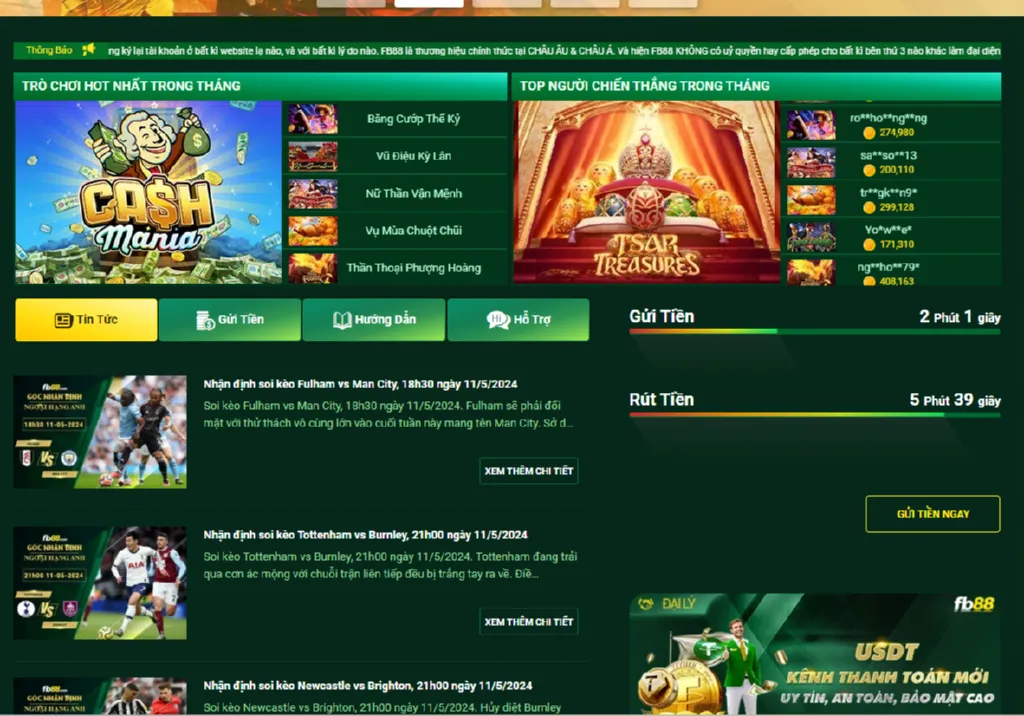 Nhà cái FB88 giao diện sang trọng, cuốn hút